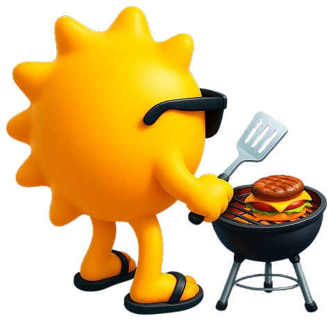 SUNNY fazendo churrasco
